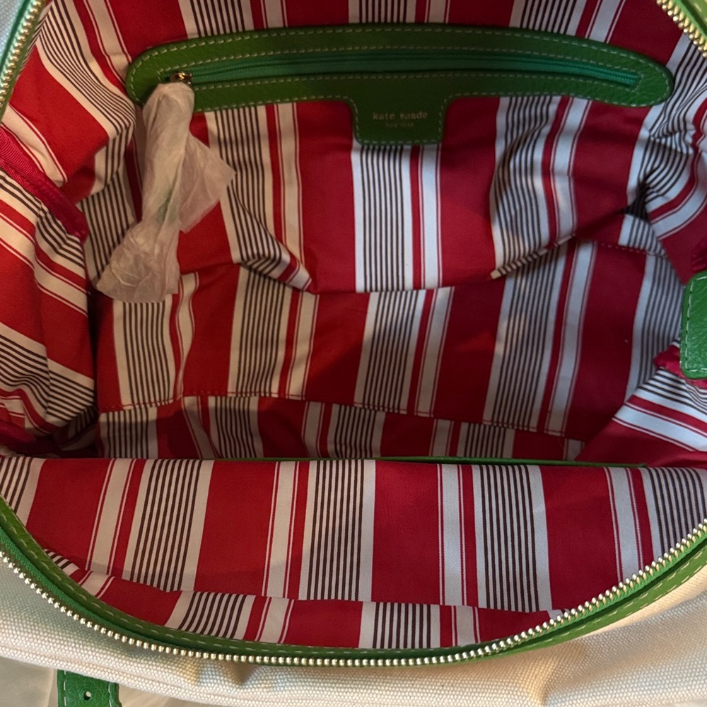 NWT Kate Spade Bridget Green Leather & Canvas Bag circa 2008 - Picture 10 of 15